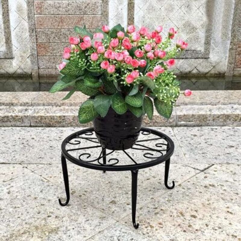 1 X Schmiedeeisen-pflanzenständer, Schmiedeeiserner Blumentopfhalter, Dekoration Für Innen- Und Außenbalkon, Größe: 2412(lh)cm - Schwarz