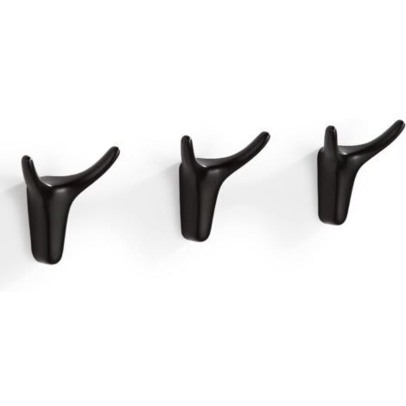 3er-set Selbstklebende Wandhaken In Hornform Für Das Badezimmer, Schwarz