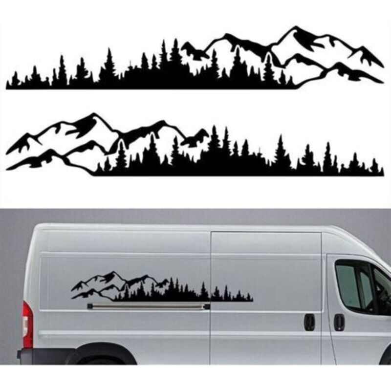 Noir 2 Stück Autoaufkleber Berg Wald Vinyl Autoaufkleber Lkw Fenster Stoßstange Autotür Aufkleber Kajak Vinyl Dekorativ Karosserie Aufkleber