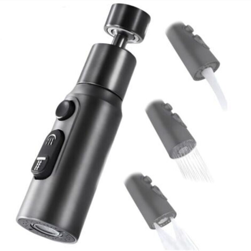 Wasserhahn-luftmischer, 360° Drehbarer Küchenwasserhahn-aufsatz Mit 3 Duschmodi, Wassersparender Perlator Für Wasserhahn, Wassersparadapter Für Badezimmer-waschbecken (schwarz)