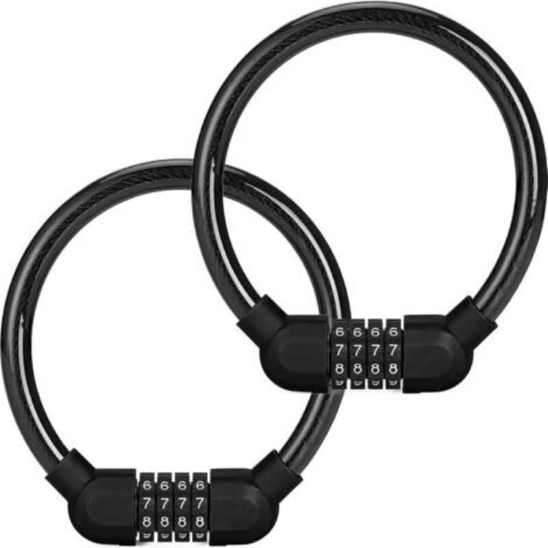 2 Stück Fahrradschloss Mit Zahlenschloss, 4-stelliges Passwort - Fahrradkabelschloss Für Fahrrad, Roller, Motorrad, Skateboard, Zäune, Leitern (schwarz, Jeweils 40 Cm Lang)