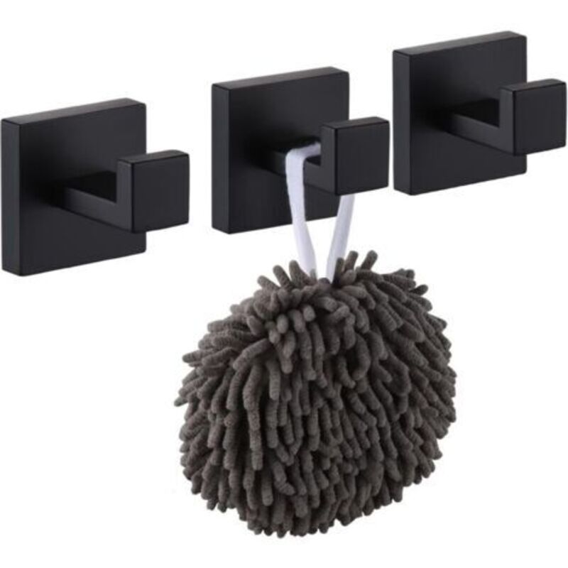 3er-pack Haken Für Bademäntel Und Handtücher, Wandhaken Und Kleiderhaken Aus Edelstahl Für Das Badezimmer, Matt-schwarz. Debuns