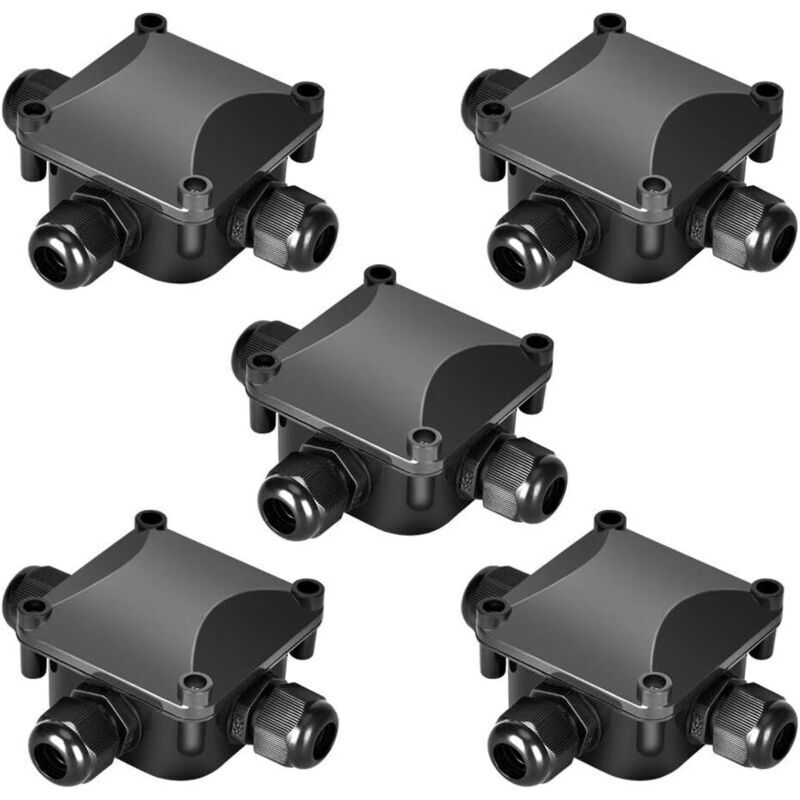 Satz Von 5 Wasserdichten Anschlussdosen Ip68 230 V Schwarz