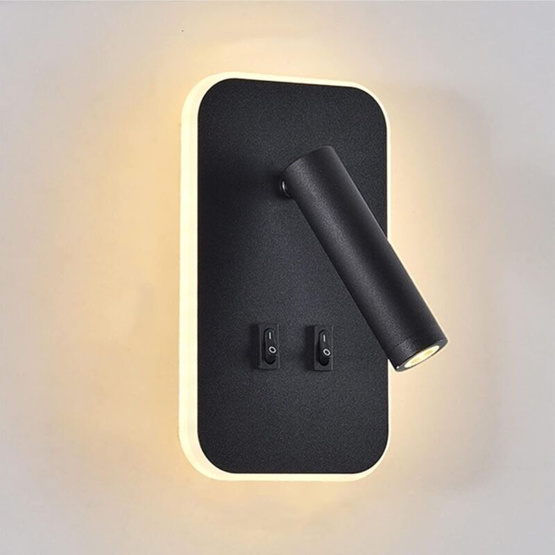 Led-wandleuchte Für Schlafzimmer – 2er-set Schwenkbare Leselampen 3000k – Schwarzaluminium – Einfache Installation In Wenigen Minuten