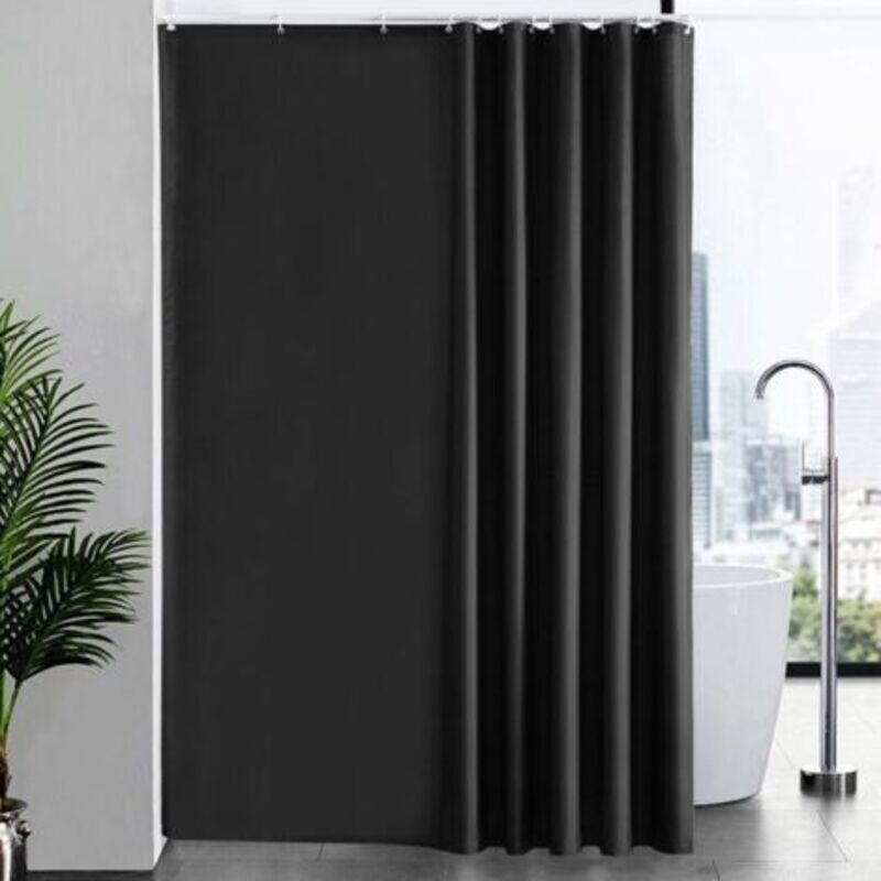Duschvorhang Anti-schimmel, Waschbarer Polyester-stoff, Schwarz, Textiler Duschvorhang Wasserdicht Für Badewanne Oder Badezimmer Mit Haken - 100x180cm (bxh)...debuns