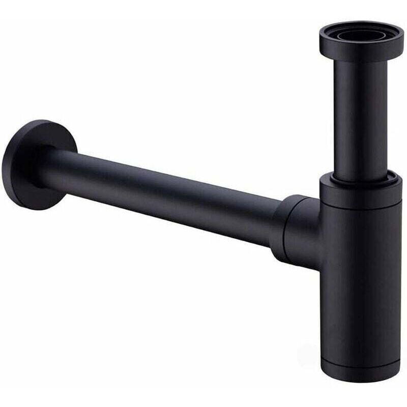 Laiton Waschbecken-siphon. Universeller Siphon Mit 200 Mm Verlängerungsrohr. 1 1/4 X 32 Mm Verstellbarer Geruchs- Und Auslaufsicherer Siphon. Mattschwarz