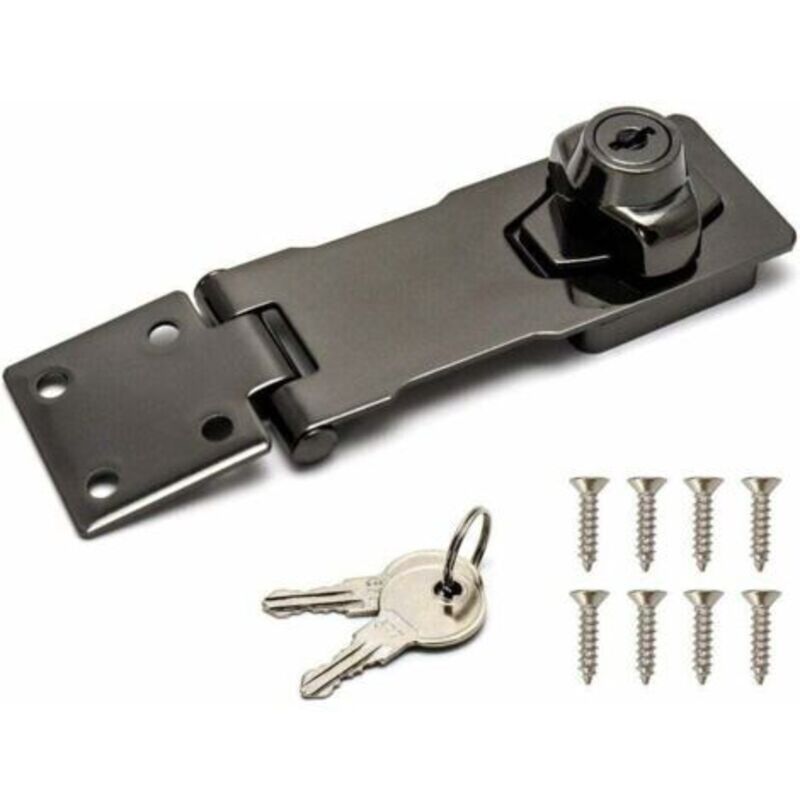 Sicherheitsriegel, 4/10 Cm, Schwarz, Verriegelungsvorrichtung Mit Schlüssel Und Schraube Für Türschloss, Eingangstür, Garagentor