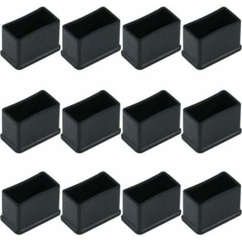Satz Von 12 Rechteckigen Gummifilz-schutzkappen Für Tisch- Oder Stuhlbeine - Schwarz, 15 X 30 Mm.-inhhub