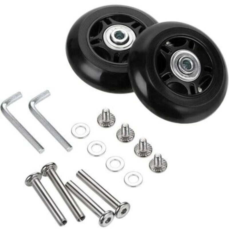 Kofferrollen 70×24 Mm – 2 Stück Aus Gummi Und Metall – Schwarz – Für Koffer, Möbel Und Rollstühle