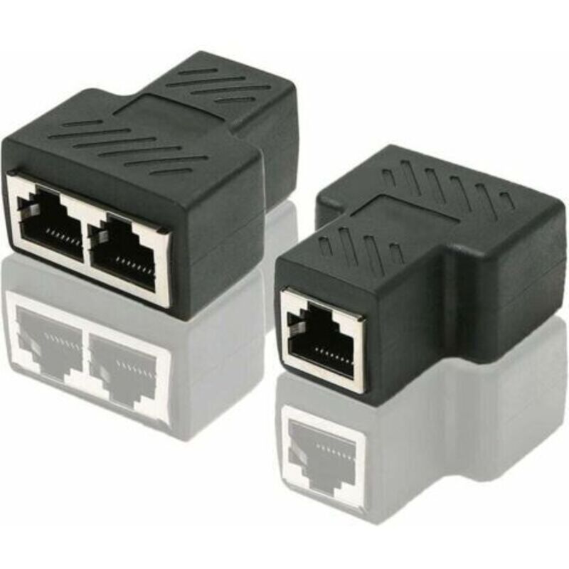 Ethernet-port-splitter-adapter Rj45 Cat6 Lan, 1 Auf 2, Kupplung Mit Doppelter Buchse (buchse Zu Buchse), 2er-pack, Schwarz