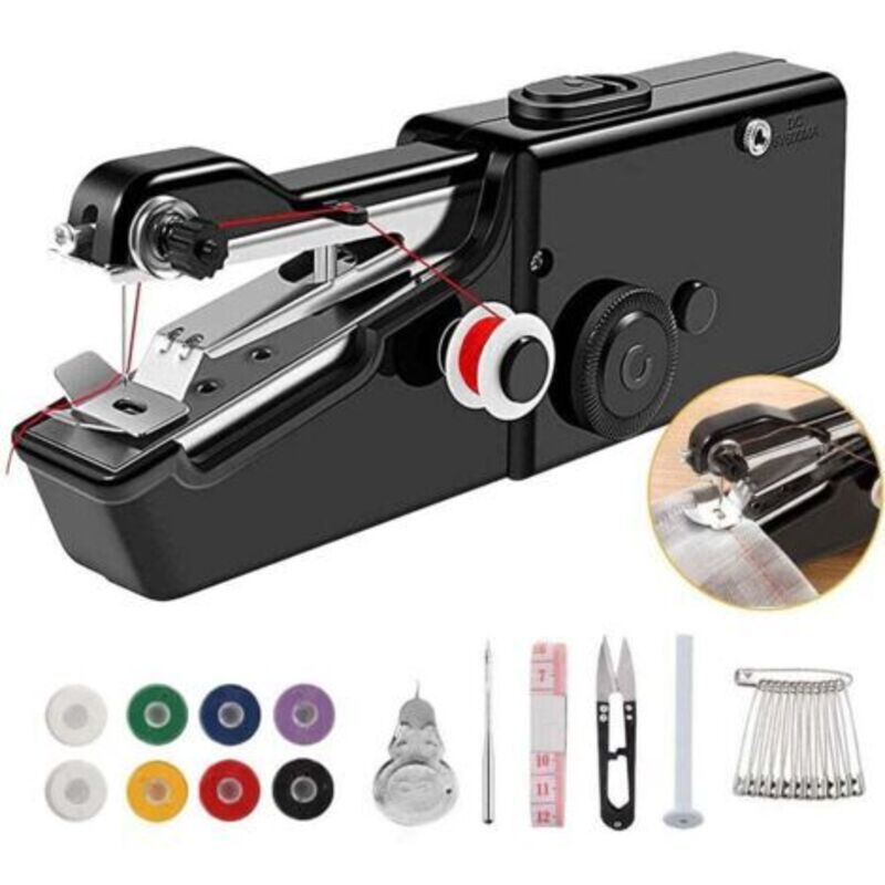 Diy-nähmaschine (schwarz), Tragbare Mini-nähmaschine Mit Wiederaufladbarem Kabel, Geeignet Zum Nähen, Diy-nähwerkzeuge, Kleidung, Stoffe, Vorhänge