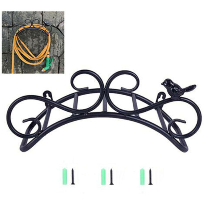 Kartokner Schlauchhalter Wandhalterung Gartenschlauchhalter Dekorative Wandbefestigte Aufhänger Gusseisen-gartenschlauchhalter (35 X 17 X 15 Cm, Schwarz)