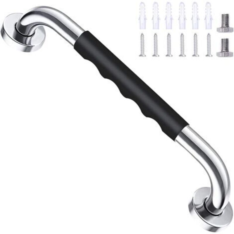 Sicherheitsbadewanne Schwarz 40 Cm, Rutschfest, Wandmontierte Haltestange Aus Edelstahl Für Badezimmer Und Wc, Griff Für Kinder/ältere Menschen