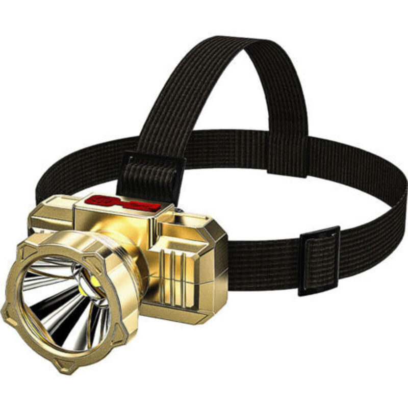 Led-stirnlampe Mit Hoher Helligkeit, Usb-aufladbare Mini-stirnlampe, Tragbar, Wasserdicht Für Den Außenbereich, Schwarz Und Gold (mit Batterie Und Usb-ladekabel), Dubuns