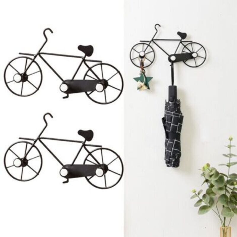 Fahrradhaken Aus Eisen, Wandgarderobe, Fahrradform-kleiderhaken-regal, Dekorativer Fahrrad-haken Für Eingang, Schlafzimmer, Badezimmer, Wohnzimmer, 2 Stück (schwarz)