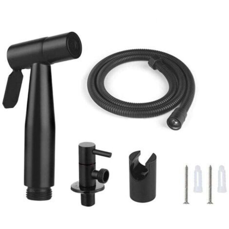 Hochwertiges Bidet-set Für Die Toilette, Mit Wassertankhaken Und Edelstahlschlauch Für Die Tägliche Persönliche Hygiene (schwarz)