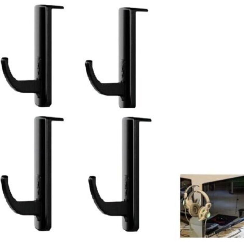 Lntyq Kopfhörer-haken Zum Aufkleben, 4er-pack Kopfhöreraufhänger, Haken Für Kopfhörer, Headset-ständer Zum Aufkleben, Gaming-kopfhörerhalter Schwarz