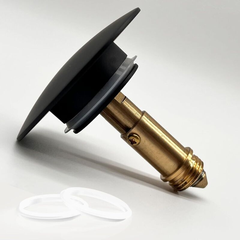 Pop-up Abflussstopfen 66mm Schwarz Matt Massivmessing, Klick-klack Waschbeckenstopfen, Auslaufstopfen Für Waschbecken, Federdruck-stopfen Für Badezimmer Waschtisch