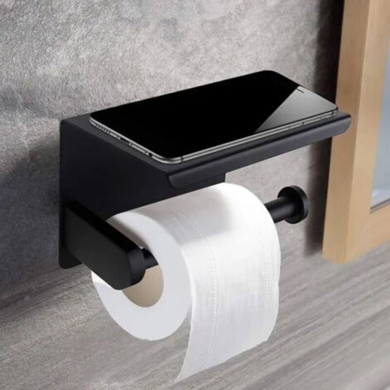 Toilettenpapierhalter, Wandmontierter Toilettenpapierhalter, 304 Edelstahl Toilettenrollenhalter, Montage Mit Schrauben Oder Selbstklebend, Schwarz