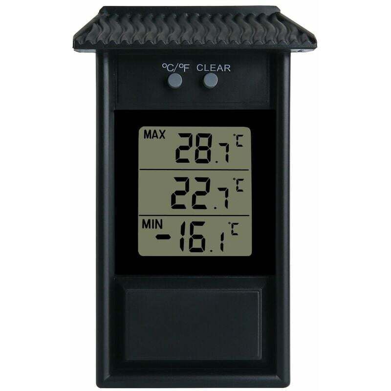 Gewächshaus-thermometer, Digitales Gewächshaus-thermometer-monitor, Wasserdicht, 0,1 °c Auflösung, Temperaturbereich Von -20 Bis 50 °c, Batteriebetrieben, Wandmontiert (schwarz) 1383 Cm