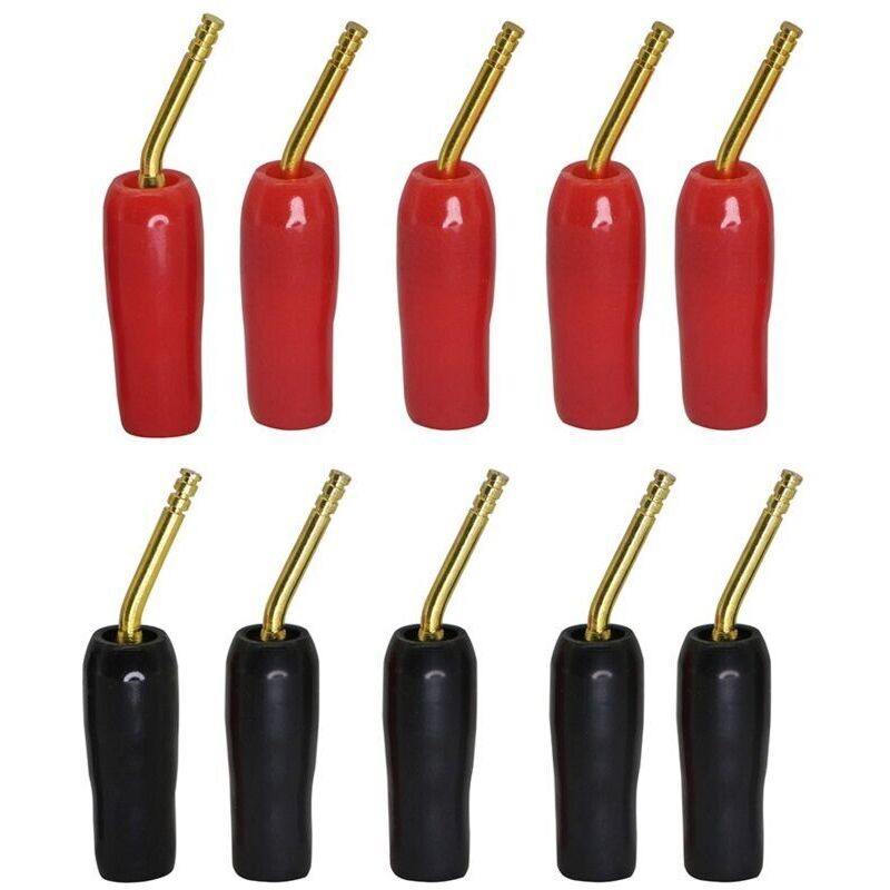 Satz Von 10 Vergoldeten Lautsprecherkabel-adaptern, 2 Mm, Schwarz Und Rot