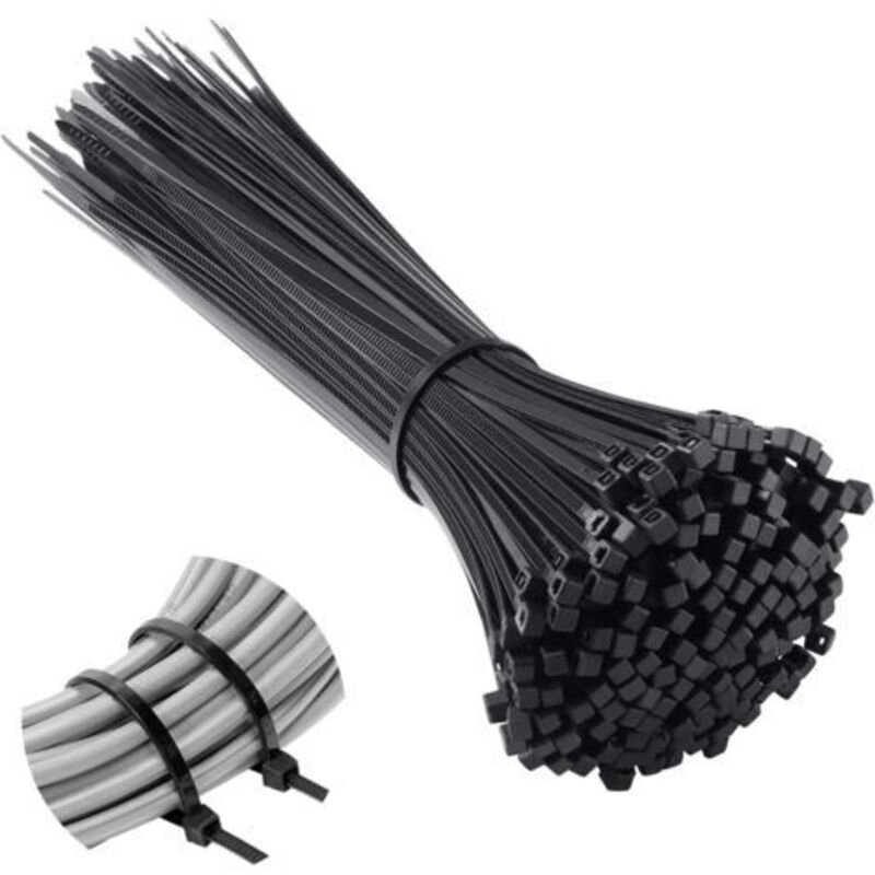 500 Stück Kabelbinder 200 Mm X 2,5 Mm, Professionelle Kabelbinder, Nylon-kabelbinder, Kabelbinder 200mm, Schwarz -inhhub