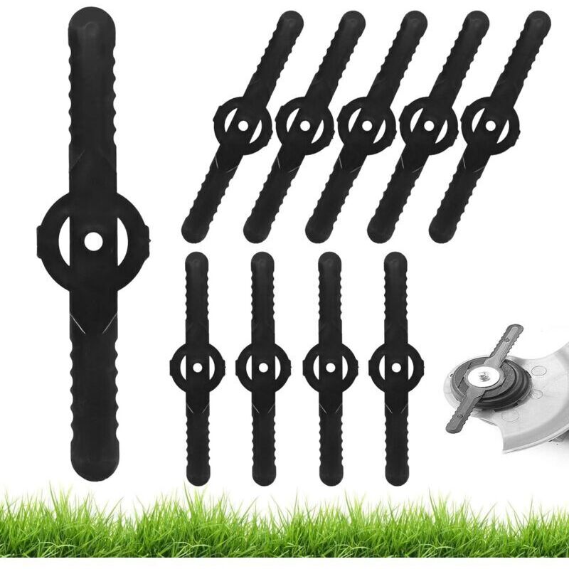 Satz Mit 10 Ersatzklingen Aus Kunststoff, 13,9 Cm – Für Rasentrimmer – Einfacher Austausch – Schwarzes Kunststoffmaterial