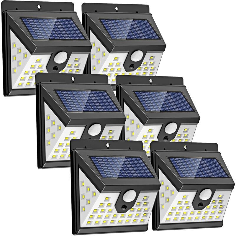 6er-set Solar-außenleuchten Mit Pir-bewegungsmelder - 40 Leds - Bewegungssensor - 3 Modi - Wasserdicht - Für Den Garten - Schwarz