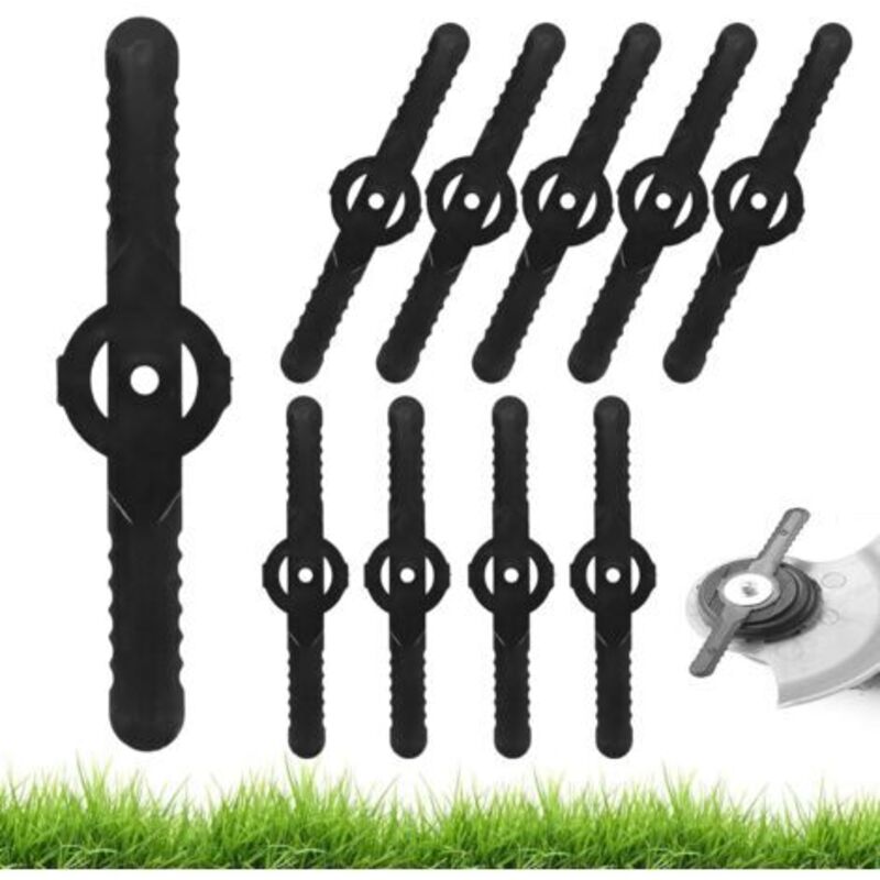 Satz Mit 10 Ersatzklingen Aus Kunststoff, 14 Cm – Für Rasentrimmer – Einfacher Austausch – Schwarzes Kunststoffmaterial