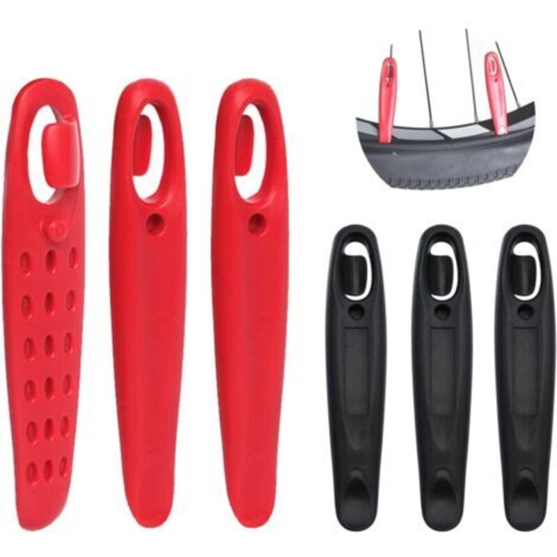 6 Stück Fahrrad-reifenheber, Kunststoff-reifenhebel Zum Entfernen Von Fahrradreifen, Reparaturwerkzeug Für Fahrräder (rot Und Schwarz)