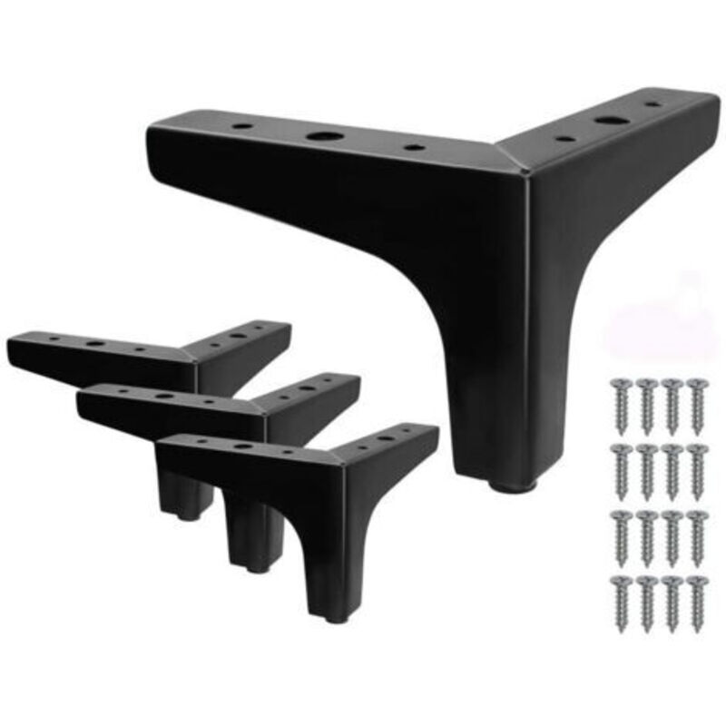 Set Aus 4 Dreieckigen Metall-bettfüßen - Schwarz, Höhe 10 Cm