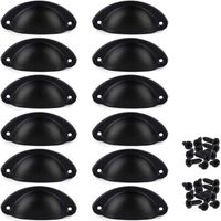 12er Set Vintage-schubladengriffe, Traditionelle Halbmond-möbelgriffe, Muschelgriffe Für Schrank, Kommode Und Sideboard, Schwarz, Schrauben Inklusive