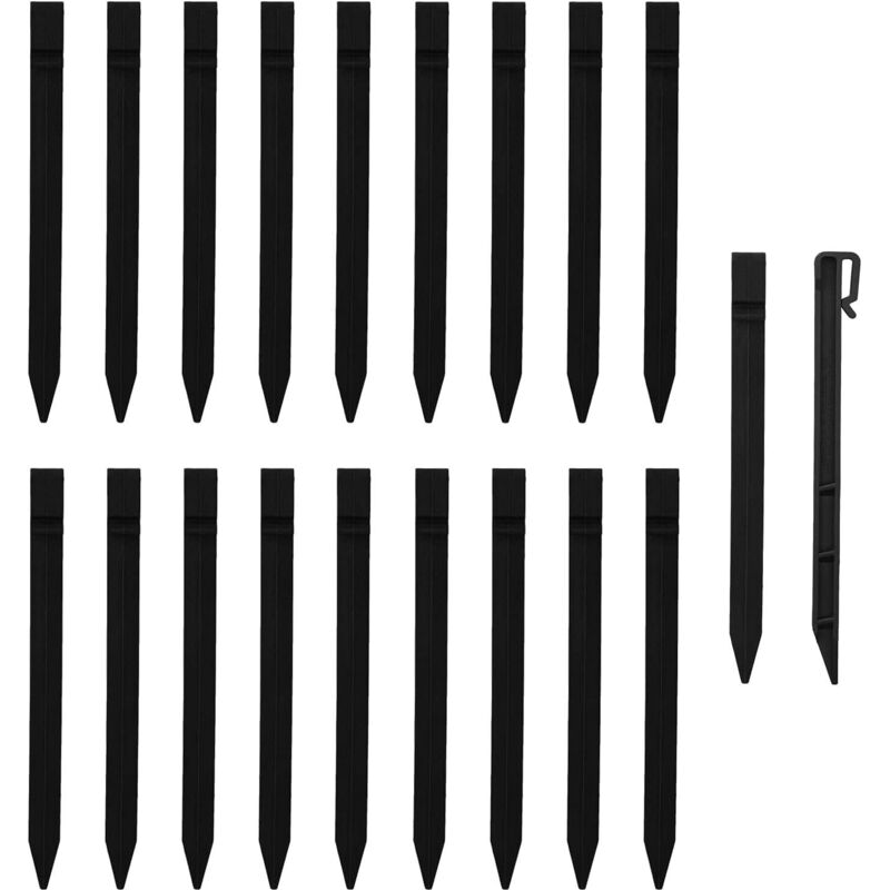 2er-pack Von 20 Kunststoff-erdankern, 24 Cm, Für Gartenrand, Terrasse, Zelt (schwarz, 20 Stück)