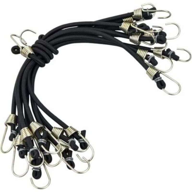 Elastisches Spanngummi Mit Haken, 10 Stück 25 Cm Robuste Aufbewahrungsgurte, Universelle Robuste Sandow-spanngurte, Multifunktionale Spannungsgurte Für Fahrräder Und Zelte, Gepäckgurt, Schwarz
