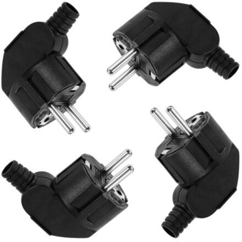 Elektrische Steckdose, Männlich, 250v 16a, 4 Stück, Winkelstecker, Geerdet, Steckdosenschutz, Schwarz