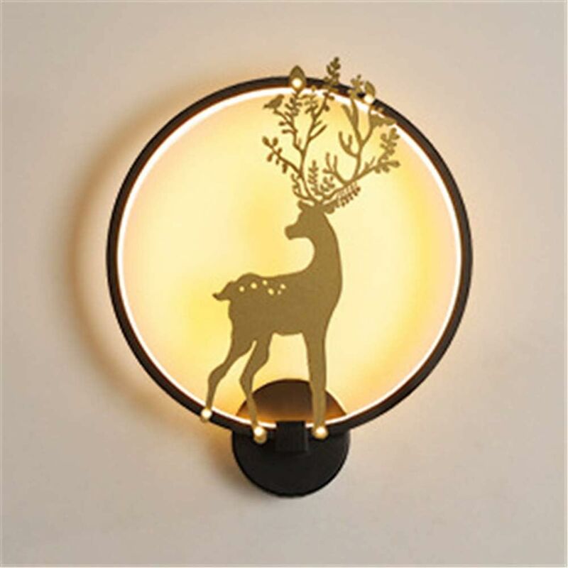 Nordische Elk-wandleuchte, Minimalistische Moderne Nachttischlampe Für Das Schlafzimmer, Kreative Dekoration Für Treppe Und Balkon, Led-lampe Für Flur, Wohnzimmer Und Schlafzimmer, Schwarz, Drei Einst