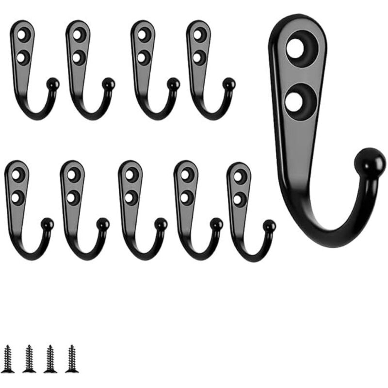 15 Stück Einfache Schwarze Wandhaken Mit Montageschrauben