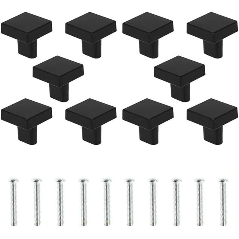 10 Schwarze Türknöpfe, Quadratische Massive Messing-griffe Für Schränke, Vintage Möbelgriffe Für Küche Mit Schrauben Für Schränke, Kleiderschränke Und Schubladen (schwarz)