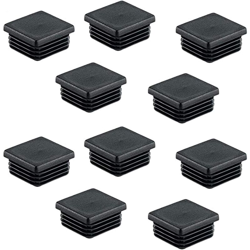 25er-pack Quadratische Rohrkappen 40 X 40 Mm – Stoßfester Pe-kunststoff – Schutz Für Böden Und Möbel – Einfache Montage - Schwarz 40 X