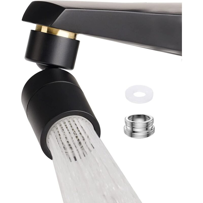 Auslauf Für Küchenarmatur, Strahlregler Für Schwarzen Wasserhahn, Drehbarer Belüfter Für Schwarzen Wasserhahn, 2-modi-küchenarmatur-auslauf Mit Gewindeadapter Für Fm22, M24 (schwarz)