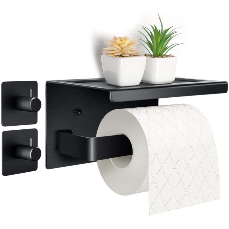 Aluminium-toilettenpapierhalter In Lila (perforiert/nicht Perforiert) Mit Geräumigen Ablagen, Selbstklebender Schwarzer Toilettenpapierhalter Mit Ablage