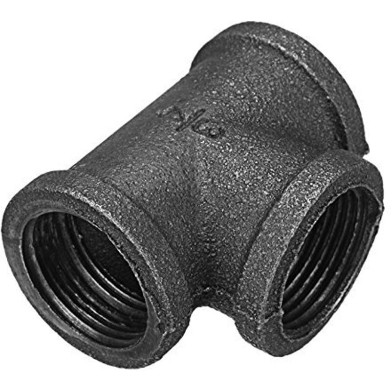 Gleiches T-stück 3/4" Für Rohre Aus Temperiertem Gusseisen, Schwarz, Weiblicher Rohrverbinder - 3/4 Zoll, Dn20 (2 Stück)