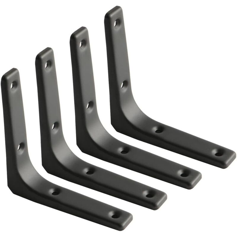 Schwarze Matte Metallregalhalterung – 4er-set 100 Mm Halterungen – Hohe Tragfähigkeit – Einfache Installation Mit Schrauben Und Dübeln - 100mm100mm