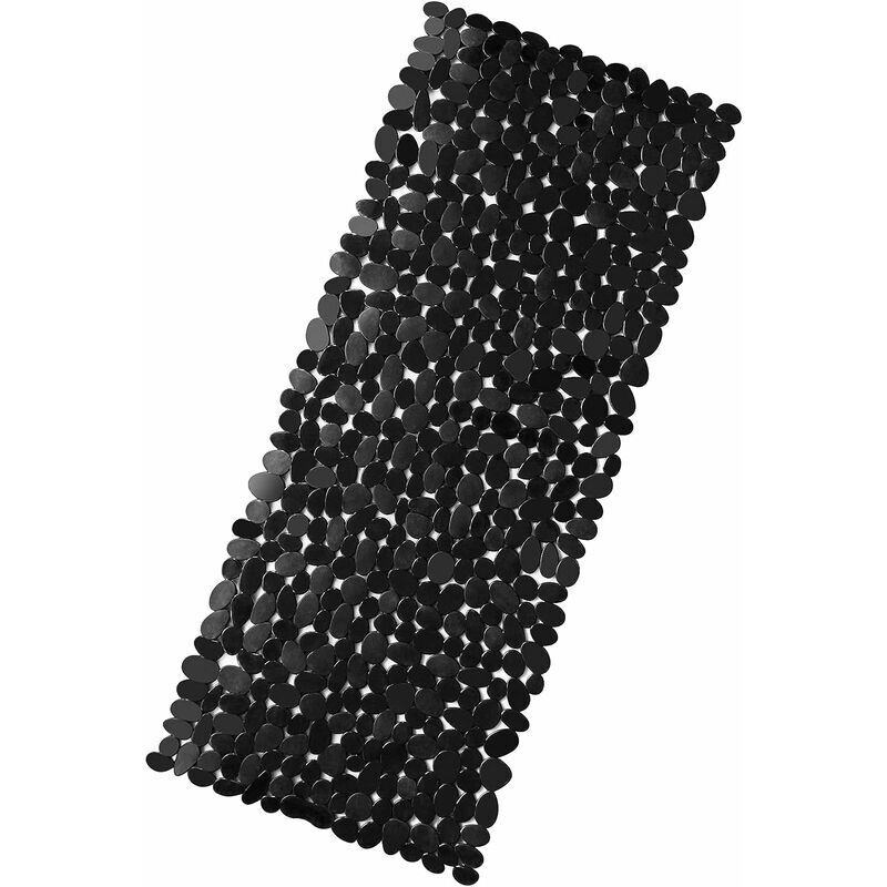 Tappetino Da Doccia Antiscivolo Tappetino Da Bagno Per Bambini Con Ventosa Anti Muffa Fondo Doccia A Ciottoli Lavabile In Lavatrice, Senza Ftalati Di Lattice, Extra Lungo 88 X 40 Cm Nero
