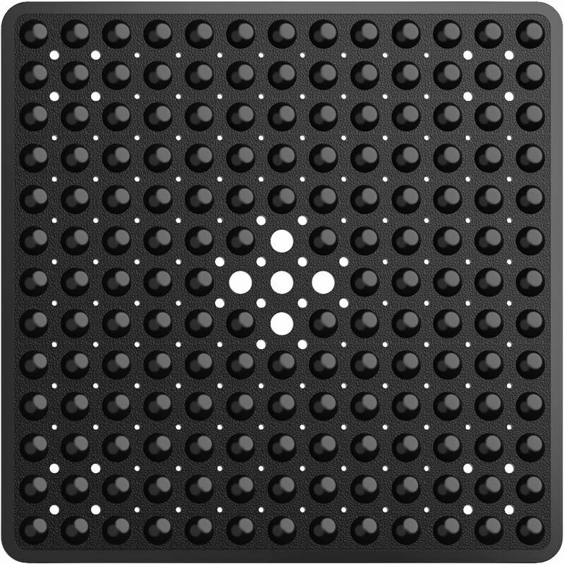 Tappetino Da Doccia Antiscivolo Tappetino Da Bagno Con Ventosa, Tappetino In Pvc Lavabile In Lavatrice Con Fori Di Drenaggio, 53 × 53 Cm, Trasparente Nero