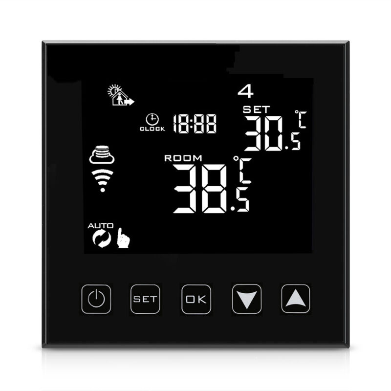 Wlan-thermostat Für Heizkessel – 220v Stromversorgung – Offene-fenster-erkennung – Smart Life App – Programmierbar, Schwarz