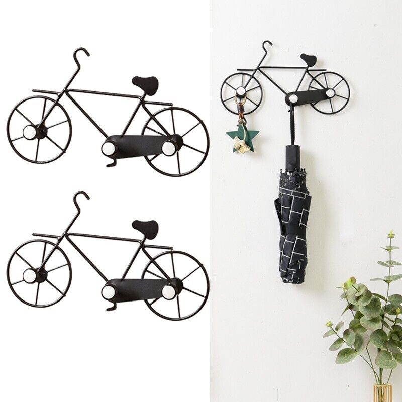 Wandhaken Aus Eisen In Fahrradform, Dekoratives Regal Für Eingang, Schlafzimmer, Badezimmer, Wohnzimmer, 2 Stück (schwarz)