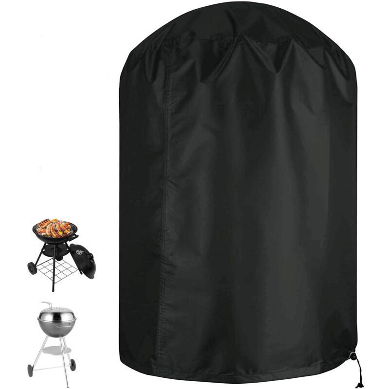 Abdeckung Für Kugelförmigen Grill, Wasserdicht, Reißfest, 210d Oxford-gewebe, Uv-beständig, Mit Seitlichem Windband, Schwarz, Φ71 X 73 Cm