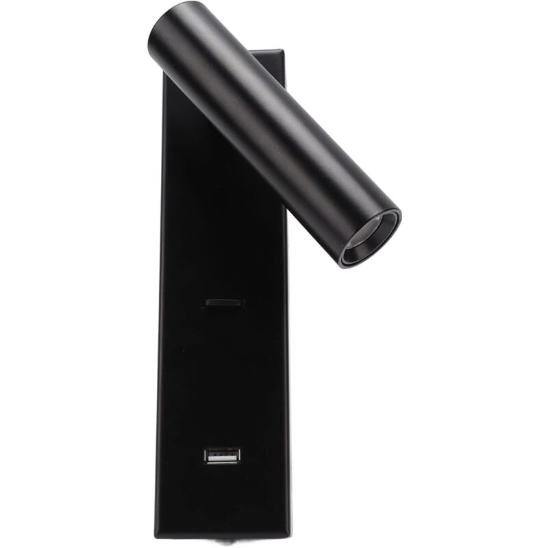 Wiederaufladbare Led-wandleuchte – Warmes Licht 5v 2a – Schwarze Aluminiumlegierung – 350° Verstellbarer Winkel – Für Schlafzimmer Und Büro - 100-240v