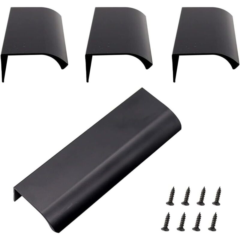 Versteckter Aluminiumgriff, 4er-set Unsichtbare Möbelgriffe Aus Aluminiumlegierung Für Küchen- Und Wohnzimmermöbel (120x40mm) (schwarz)